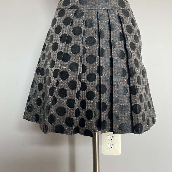 Armani Exchange Tweed A-line Coated Wool Blend Polka dot Pleated Gray Skirt - Picture 3 of 13